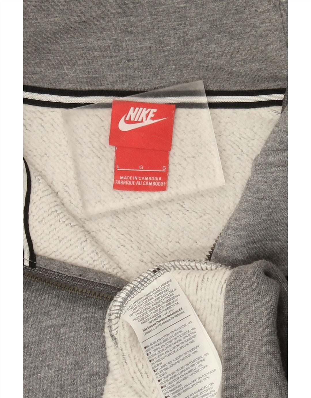 Nike - Sudadera con capucha y cremallera para hombre, talla grande, algodón moteado gris