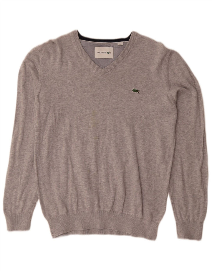 Lacoste Jersey con cuello en V para hombre talla 4 gris medio