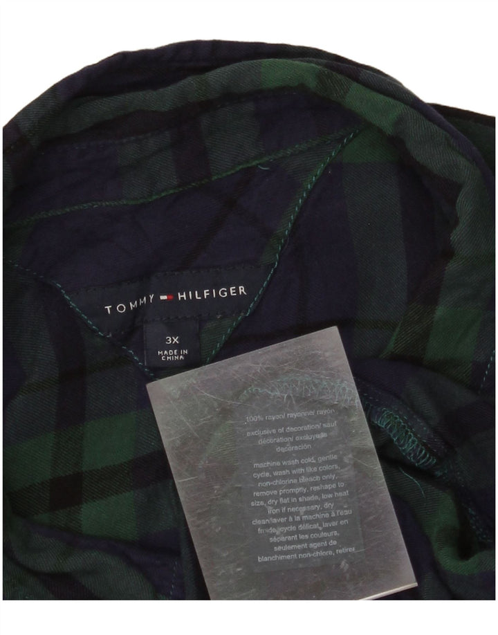 TOMMY HILFIGER Camisa de franela para mujer UK 22 3XL Rayón a cuadros verdes