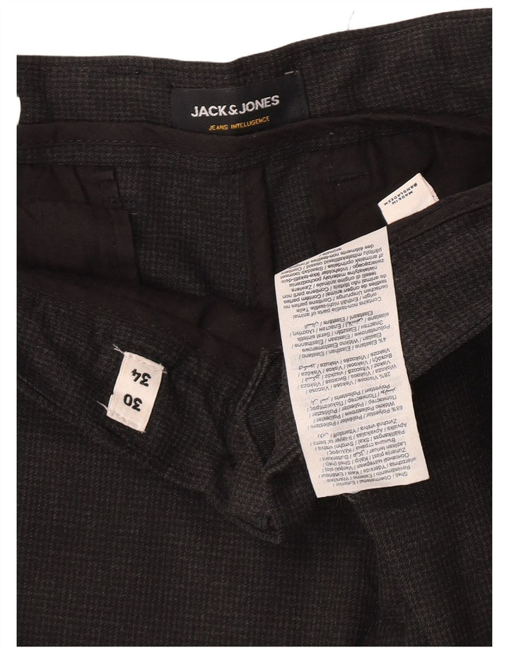 Jack & Jones Pantalón de traje ajustado para hombre W30 L32 Poliéster de pata de gallo gris