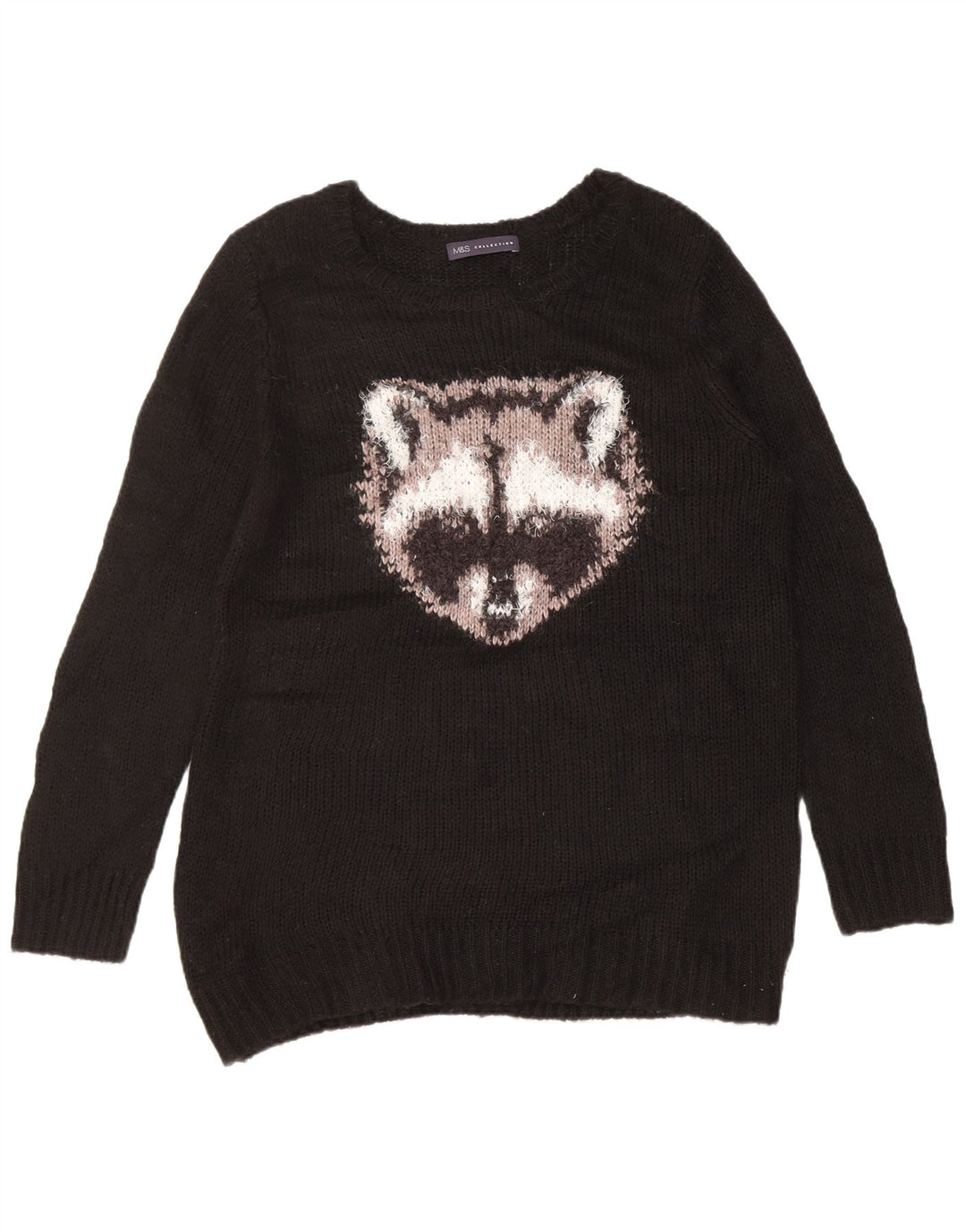 Marks & Spencer Suéter con Cuello Barco Gráfico para Mujer UK 44 Mediano Negro