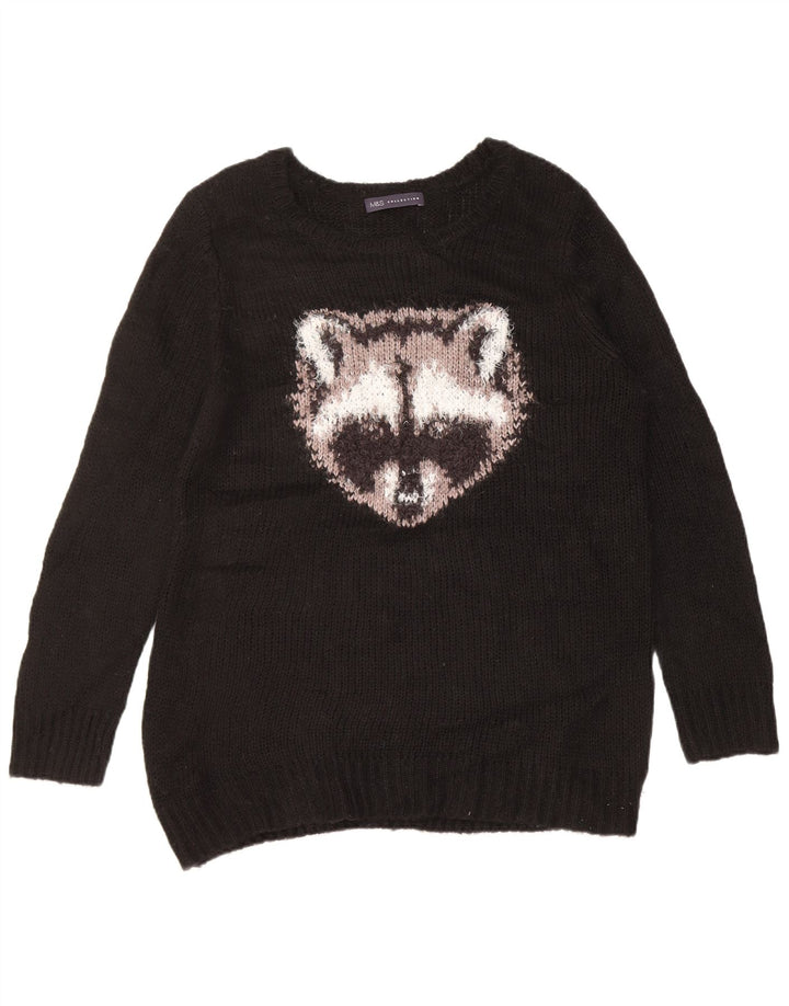 Marks & Spencer Suéter con Cuello Barco Gráfico para Mujer UK 44 Mediano Negro