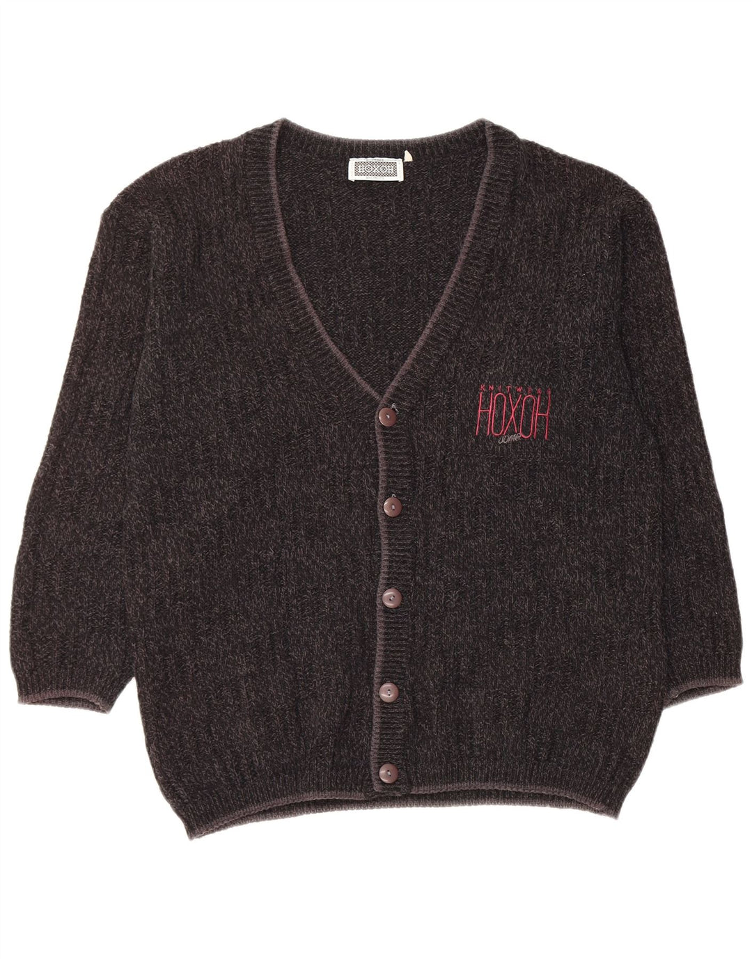 Vintage hombres Cardigan suéter XL negro