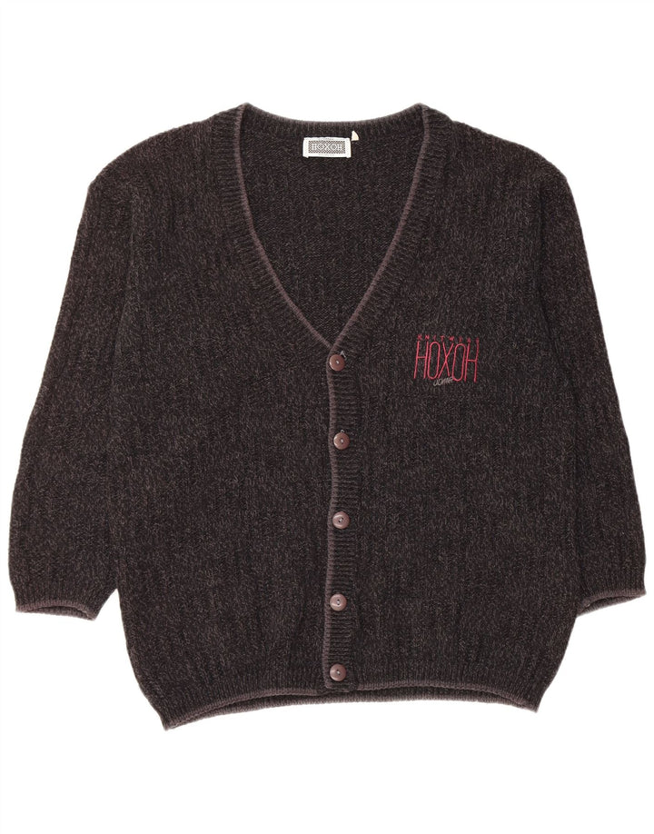 Vintage hombres Cardigan suéter XL negro