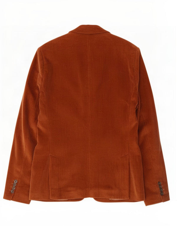 Zara Mens 2 Button Corduroy Blazer Jacket EU 54 XL Brown Cotton