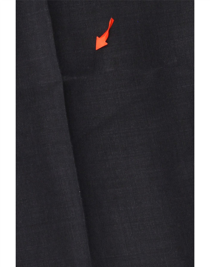 Lacoste Pantalón de traje con pinzas para hombre Talla 44 Grande W30 L29 Lino azul marino