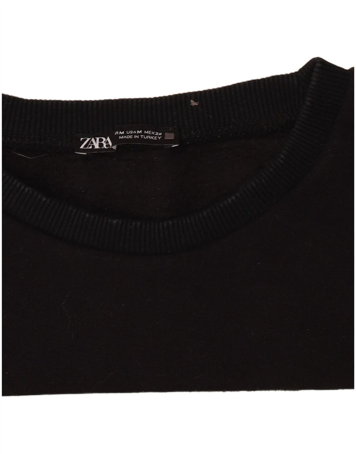 Zara Mujer Sudadera Gráfica Jumper UK 40 Medium Negro