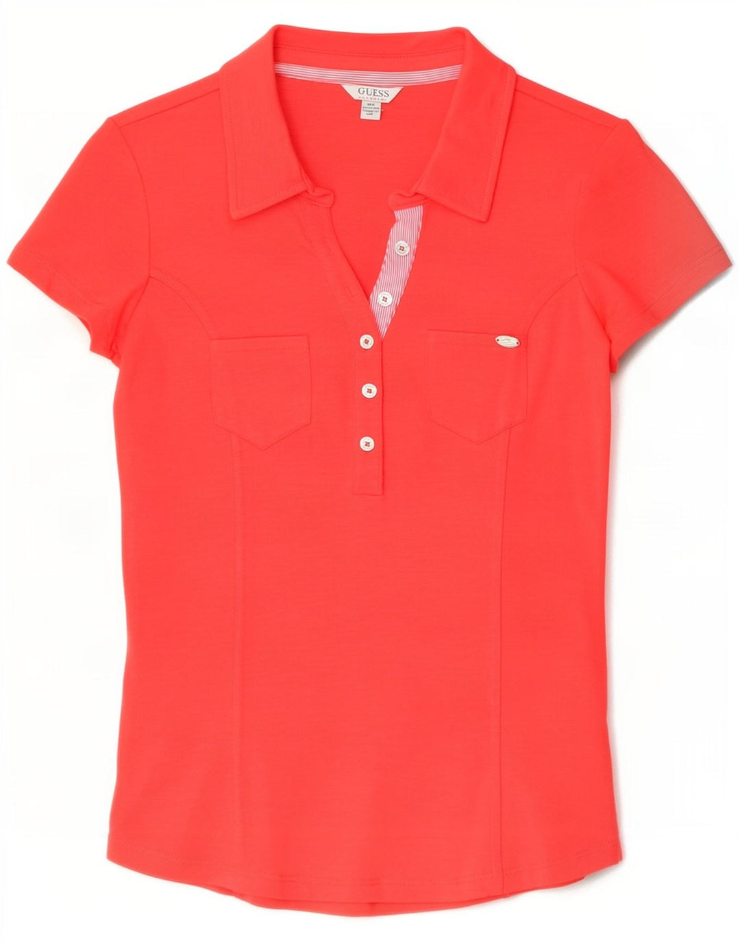 Guess Polo para mujer UK 12 Mediano Rojo Algodón