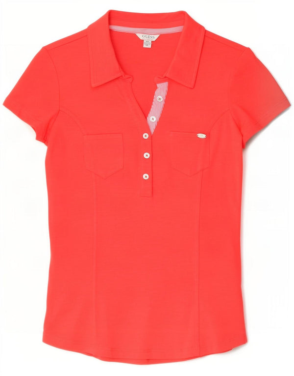 Guess Polo para mujer UK 12 Mediano Rojo Algodón