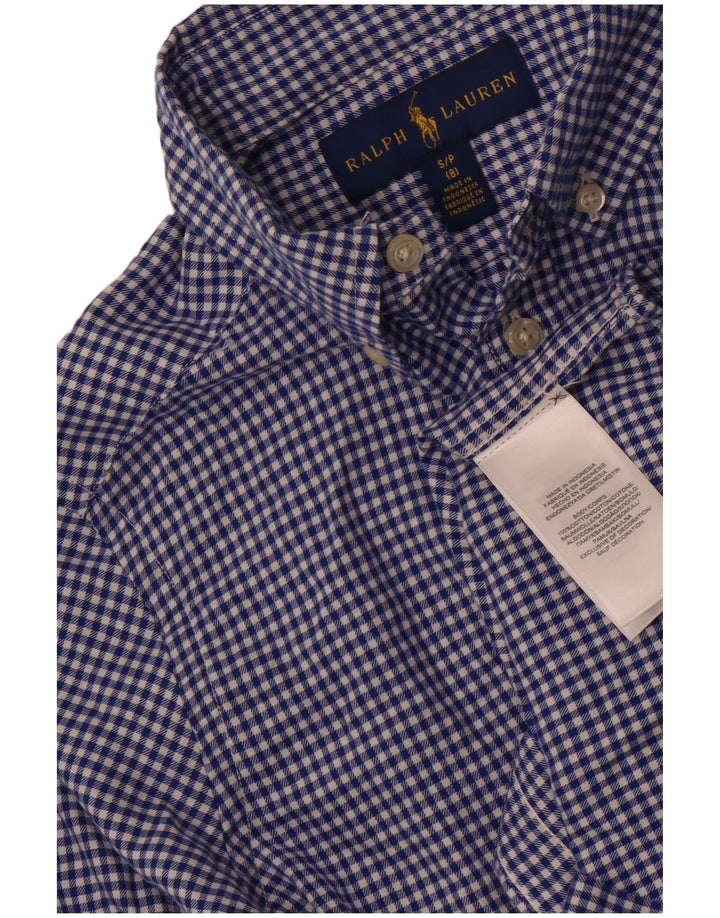 Ralph Lauren Camisa Niño 7-8 Años Pequeña Algodón Vichy Azul