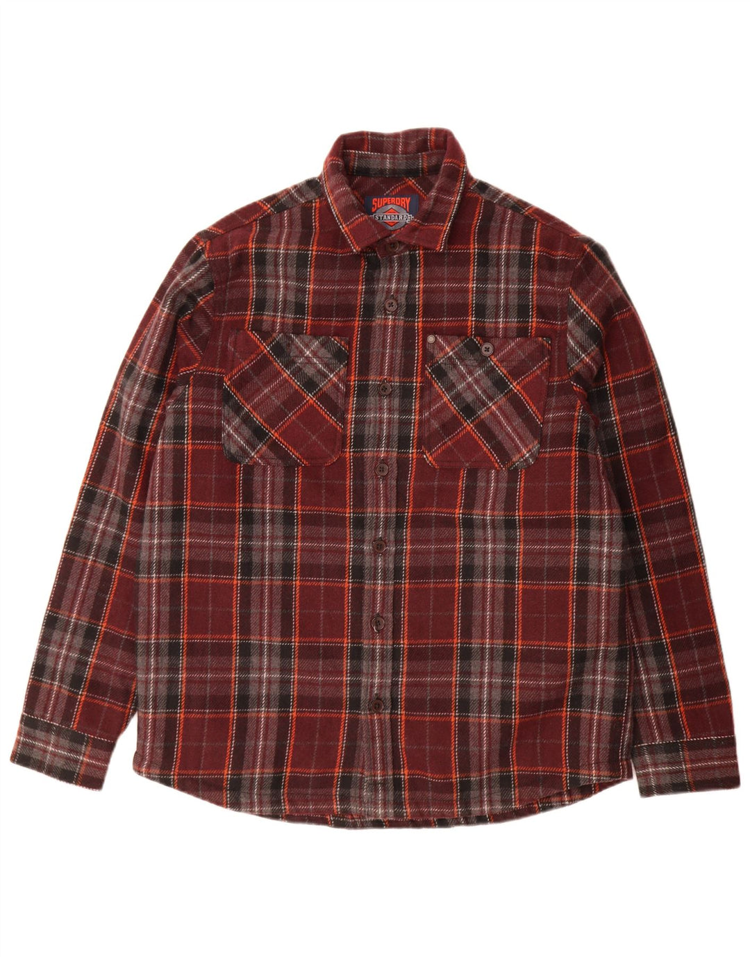 Superdry Camisa Sobrecamisa De Lana A Cuadros Burdeos Grande Para Hombre
