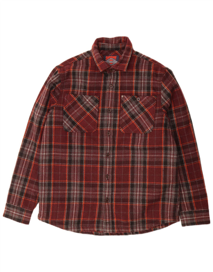 Superdry Camisa Sobrecamisa De Lana A Cuadros Burdeos Grande Para Hombre