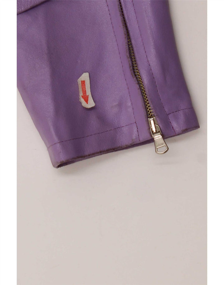 Habana Chaqueta de cuero para mujer UK 10 Small Purple Leather