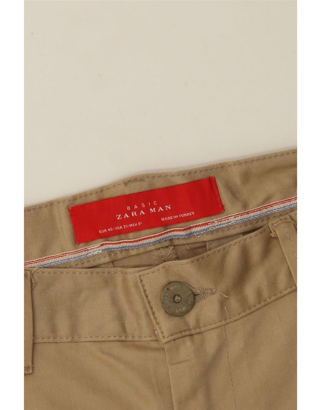 ZARA Hombre Pantalón Chino Slim EU 40 Medium W31 L27 Beige