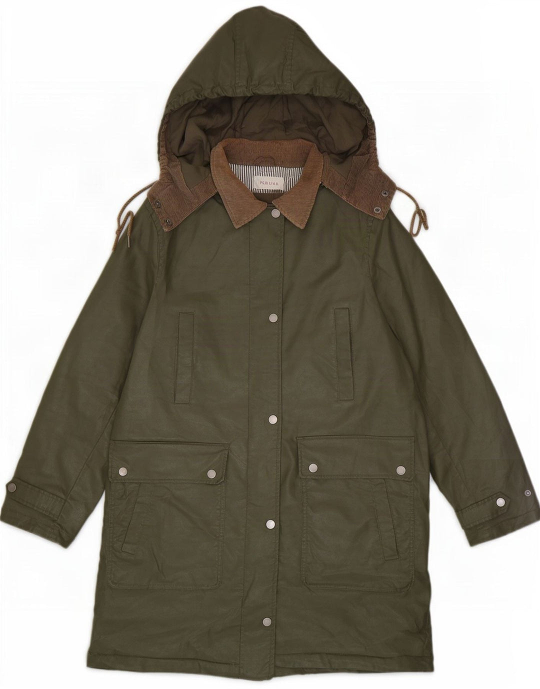 Marks & Spencer Chaqueta de algodón encerado con capucha para mujer UK 12 Medium Khaki