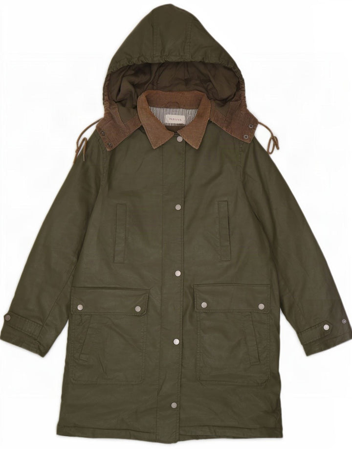 Marks & Spencer Chaqueta de algodón encerado con capucha para mujer UK 12 Medium Khaki