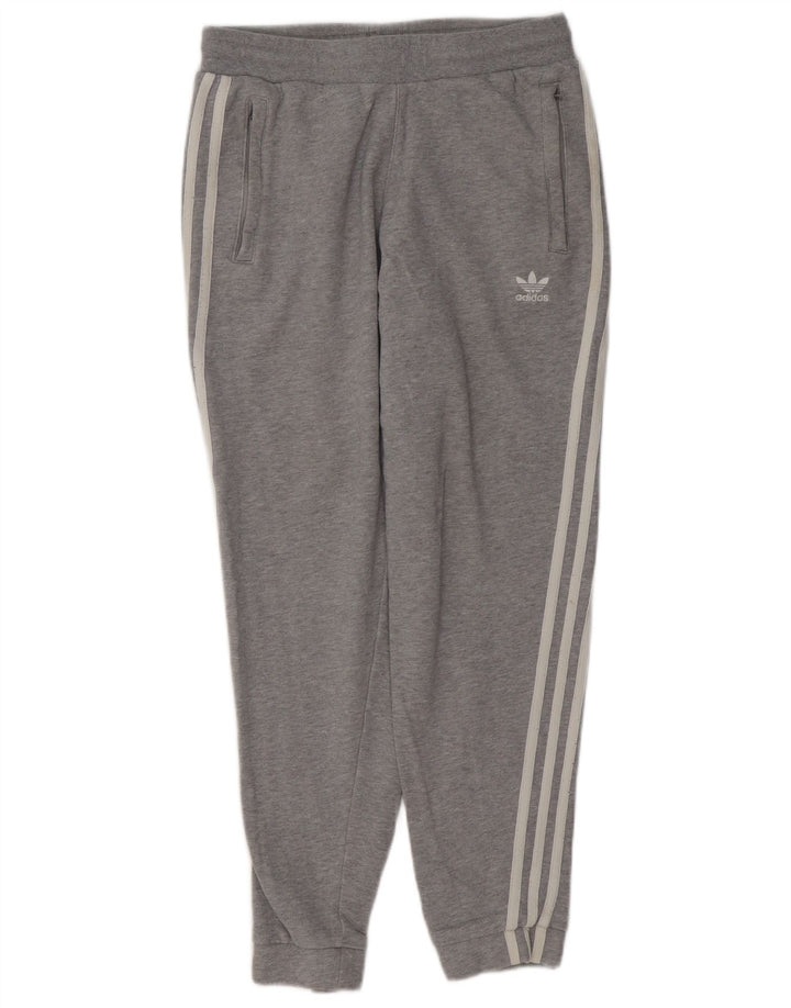 ADIDAS Hombre Chándal Pantalones Joggers Pequeño Gris Algodón