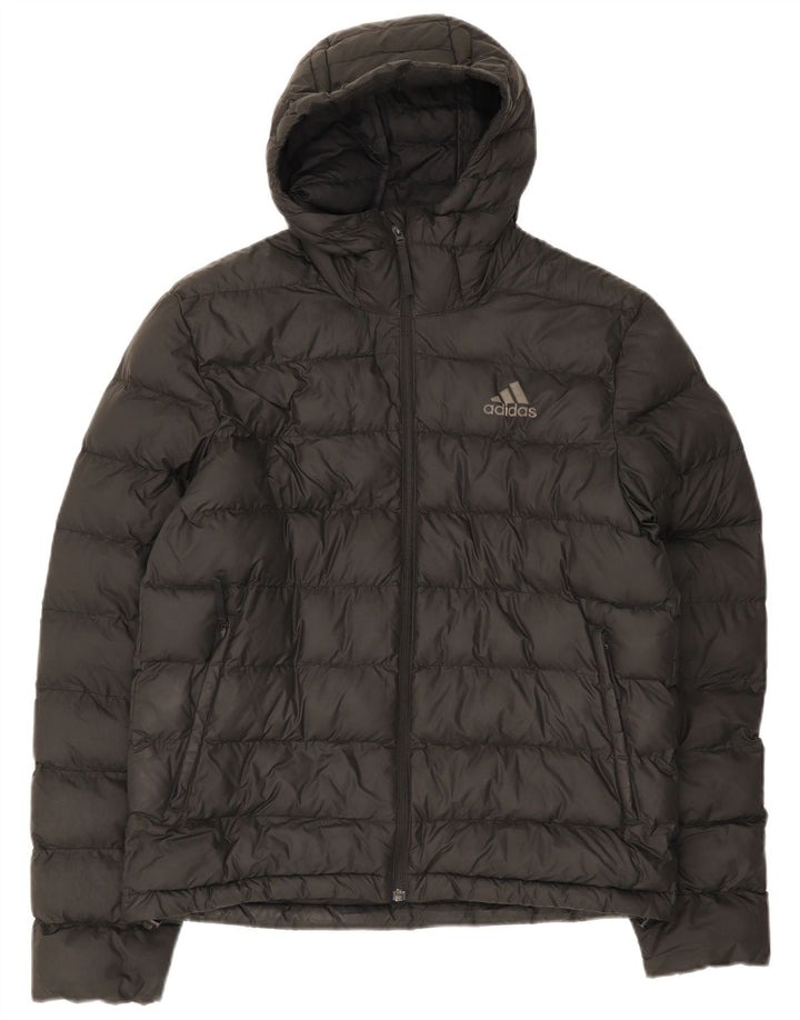 Adidas Chaqueta acolchada con capucha para hombre UK 38 Medium Negro Poliéster