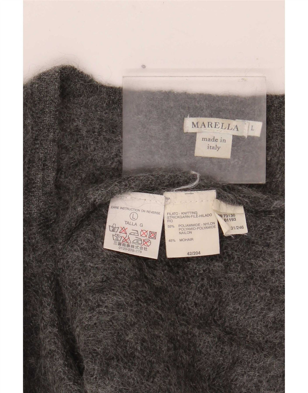 Marella Jersey con Cuello en V para Mujer UK 46 Grande Gris Poliamida
