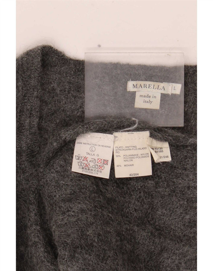 Marella Jersey con Cuello en V para Mujer UK 46 Grande Gris Poliamida
