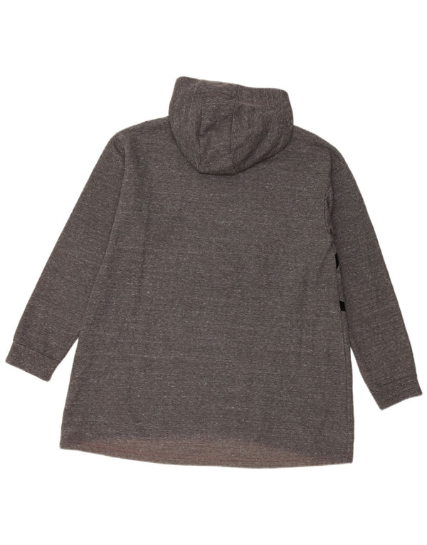 CHAMPION Girls Longline Graphic Hoodie Jumper 15-16 Years 2XL Grey Flecked