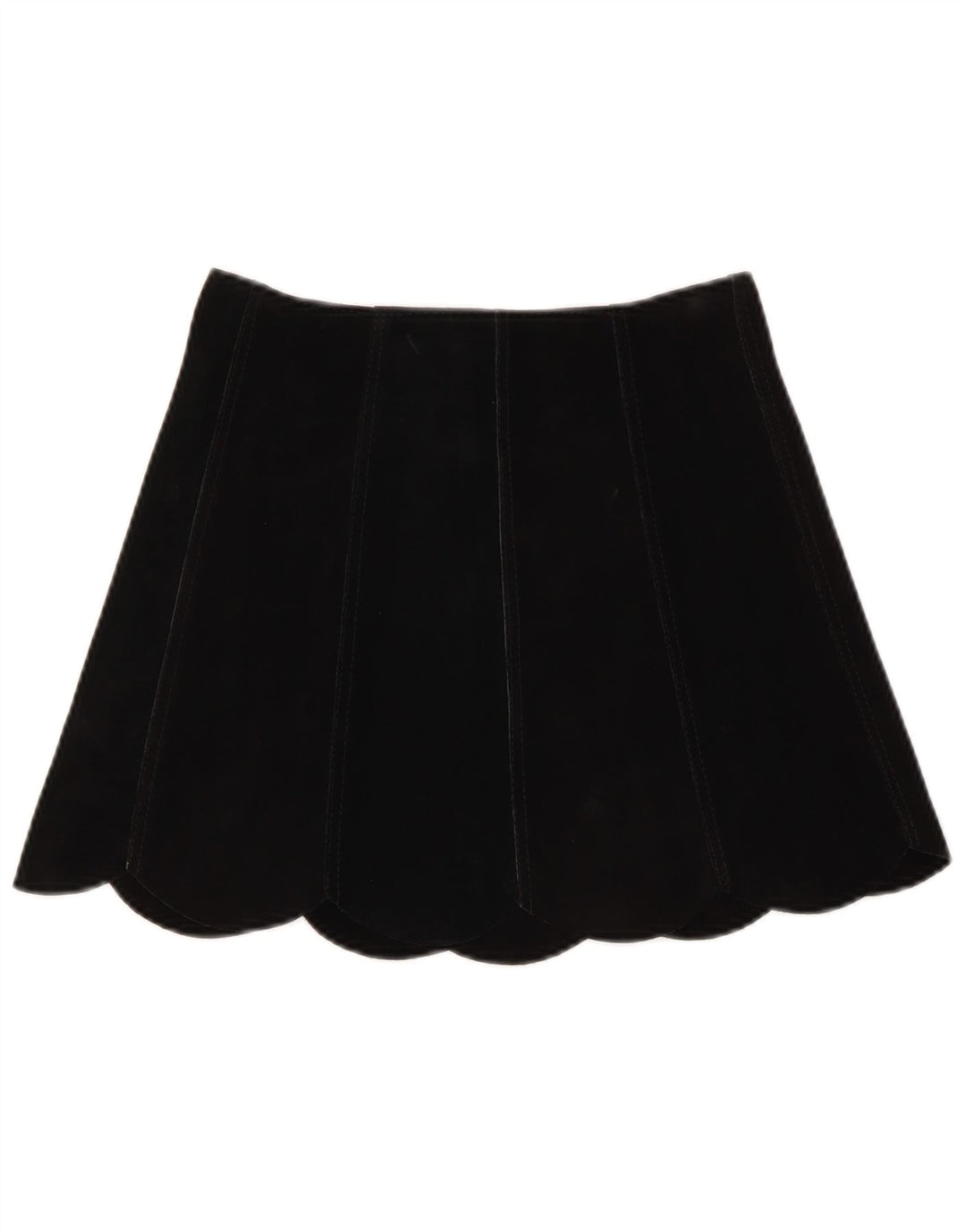 VINTAGE Minifalda de ante para mujer W26 Pequeño Negro
