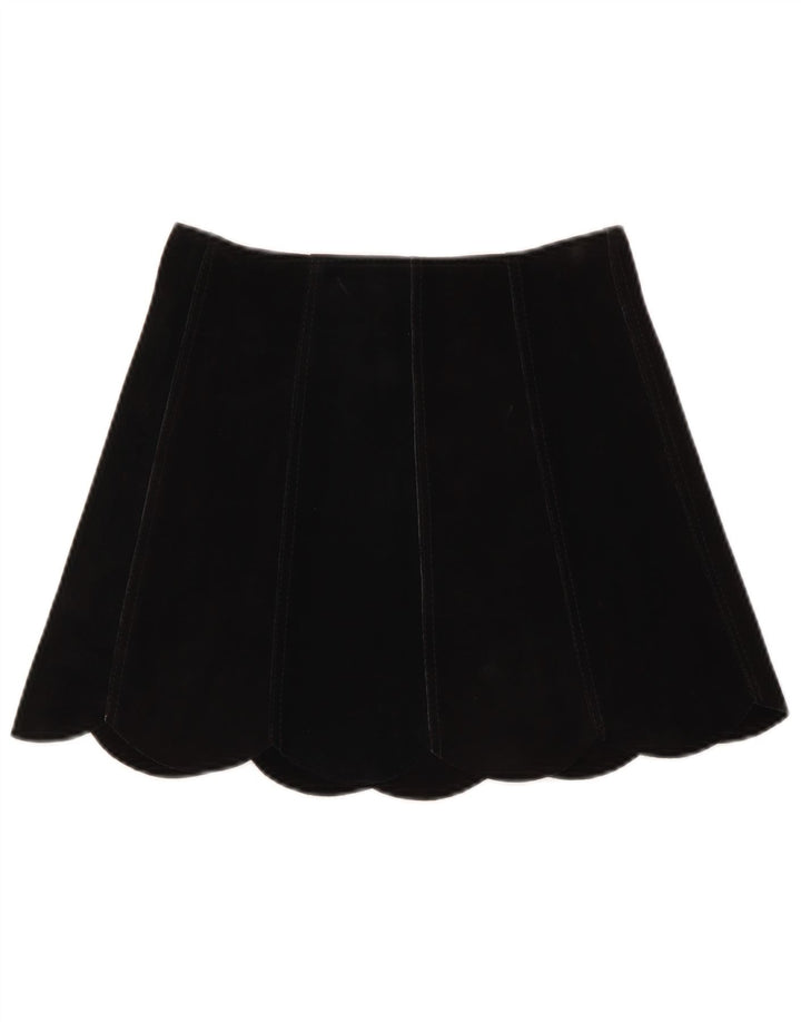 VINTAGE Minifalda de ante para mujer W26 Pequeño Negro