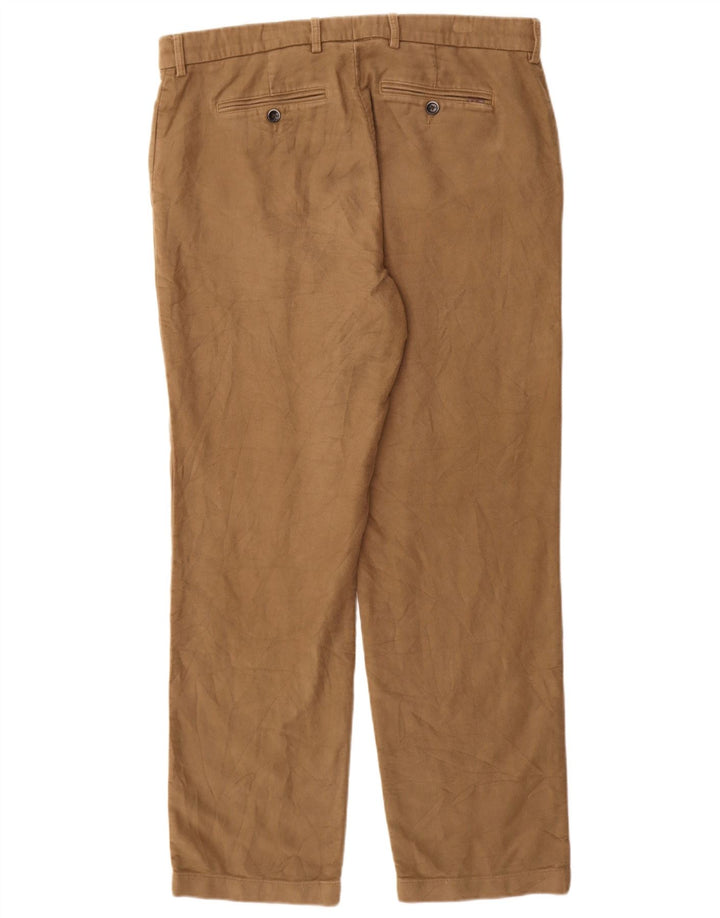 Marks & Spencer Pantalón de traje regular recto para hombre W36 L31 Algodón beige