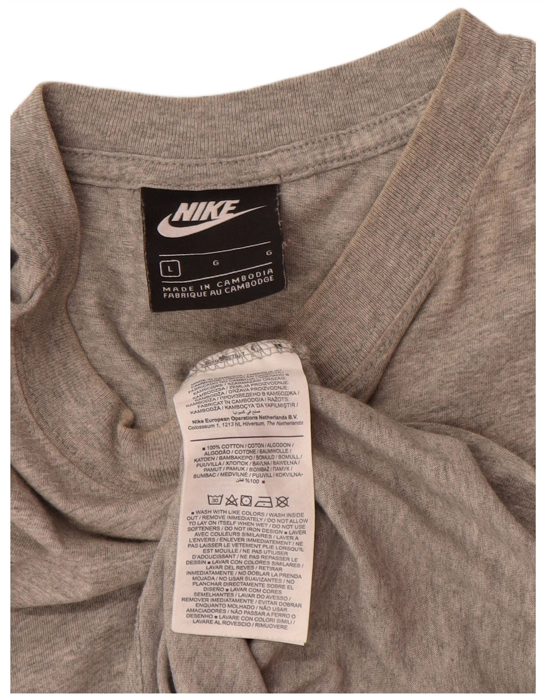 Camiseta Nike Hombre Top Grande Gris Algodón