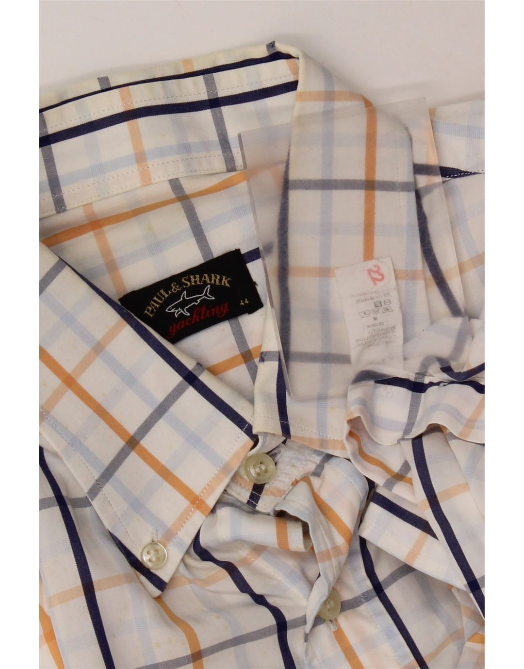 Camisa para hombre Paul & Shark Talla 44 XL Algodón a cuadros blanco