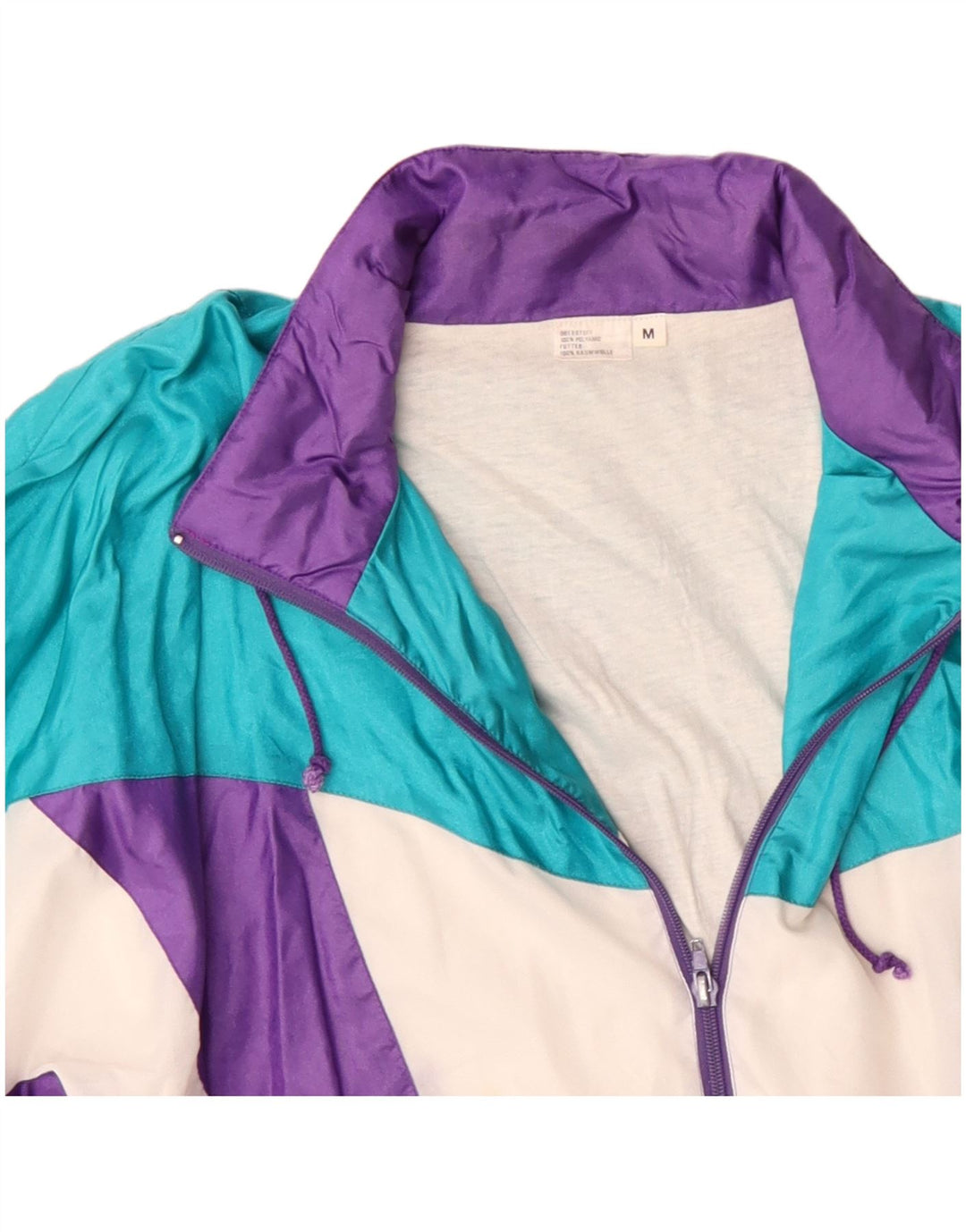 Vintage hombres chándal top chaqueta mediana multicolor colorblock 80s