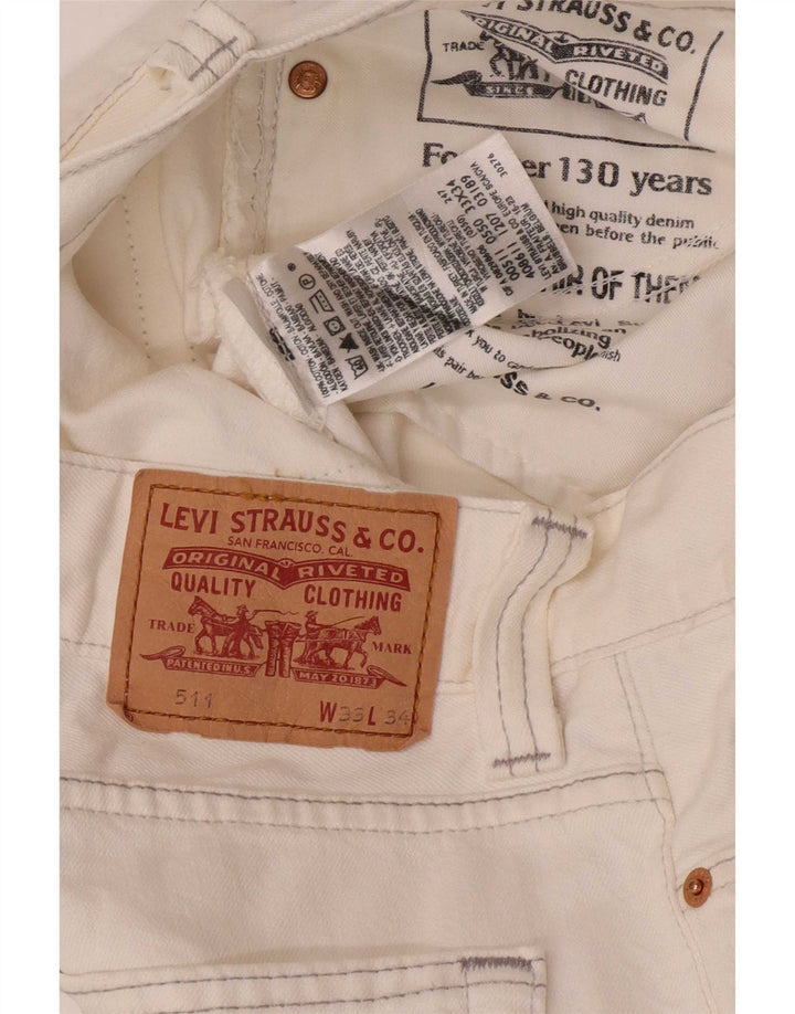 Levi's Mujer 511 Slim Jeans W33 L34 Algodón Blanco