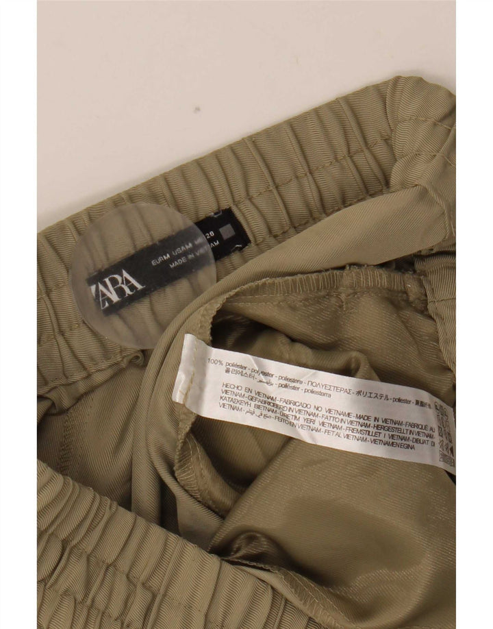 Zara Mujer Joggers Pantalones Casuales Medianos W28 L26 Poliéster Caqui