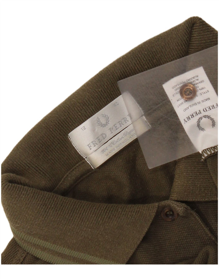 Fred Perry Polo para mujer UK 12 Algodón caqui mediano