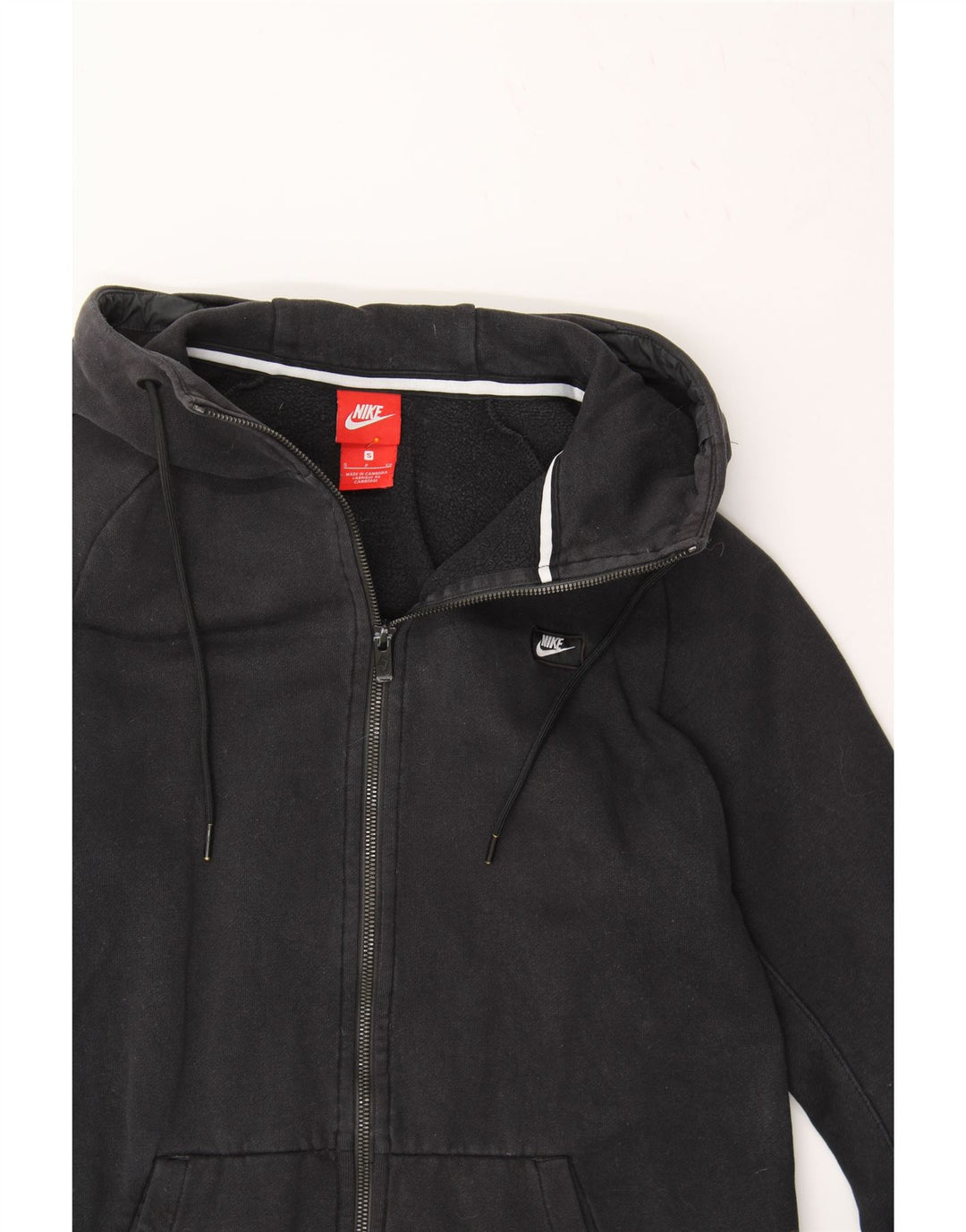 NIKE Mens Zip Hoodie Sweater Small Black Cotton Vintage Nike and Second-Hand Nike from Messina Hembry 