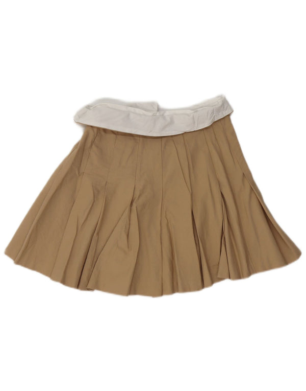 Zara Mujer Minifalda Plisada XS W24 Algodón Color Block Beige