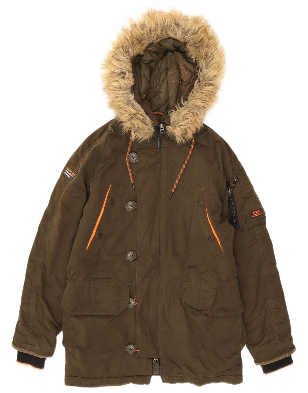 Superdry Parka extragrande con capucha para mujer UK 6 XS Poliéster caqui