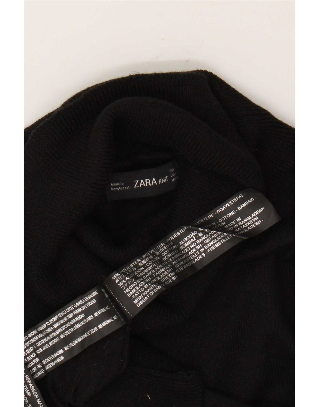 Zara Mujer Roll Neck Jumper Sweater UK 10 Small Negro Poliéster