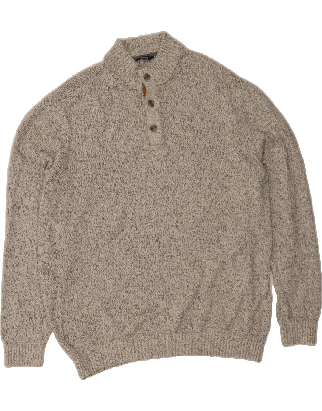 IZOD Mens Button Neck Jumper Sweater XL Grey Cotton Vintage Izod and Second-Hand Izod from Messina Hembry 