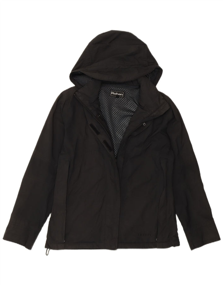 Rohan Chaqueta impermeable holgada con capucha para mujer UK 10 Small Black Polyamide
