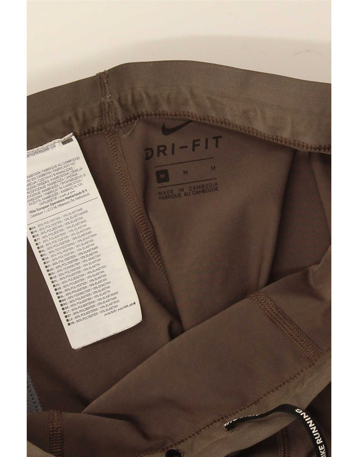 Nike Leggings Dri Fit para mujer UK 12 Poliéster a rayas marrón medio