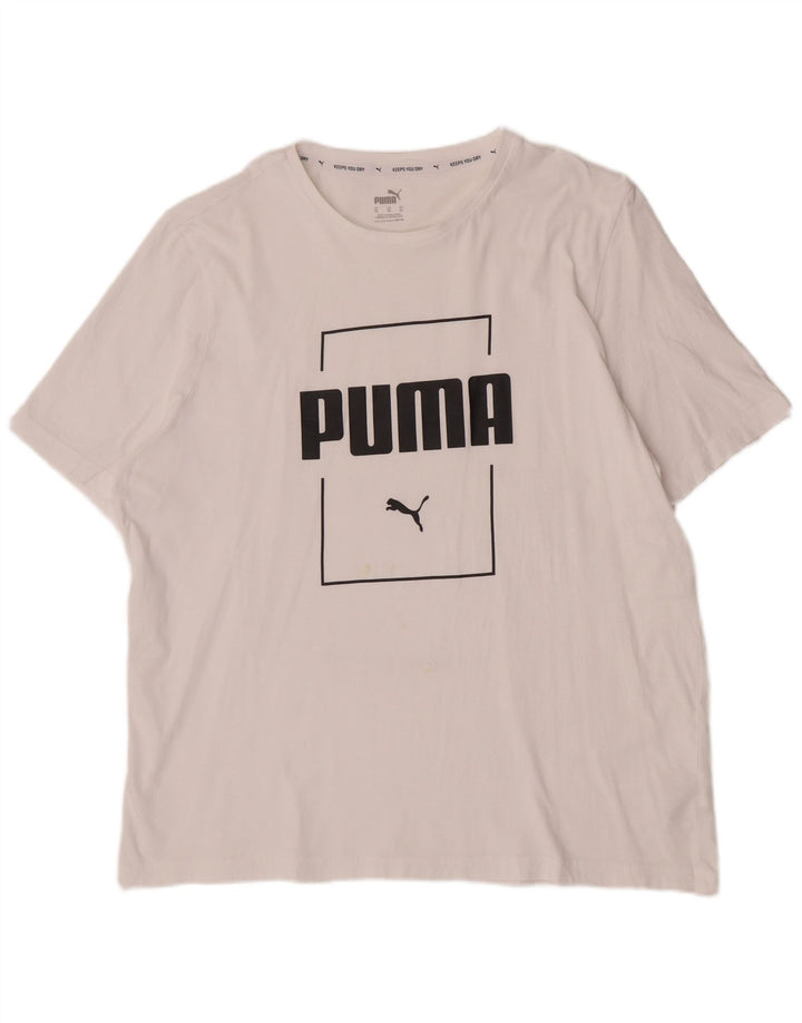 Puma Camiseta gráfica para hombre Top XL Algodón blanco