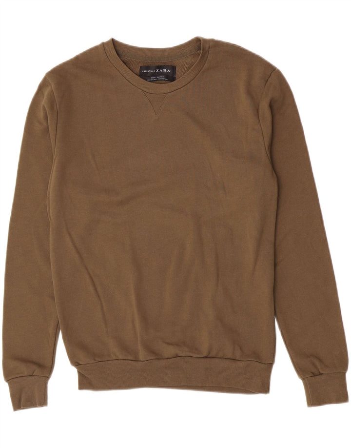 Zara Hombre Sudadera Jumper Small Marrón Algodón