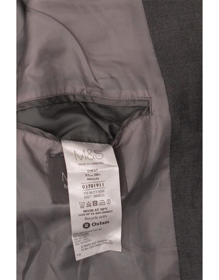 Marks & Spencer Chaqueta tipo blazer de 2 botones para hombre UK 38 Poliéster gris medio