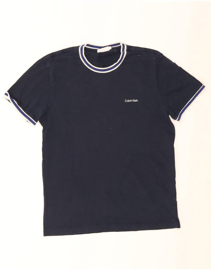 Calvin Klein Camiseta para hombre Top grande azul marino a rayas