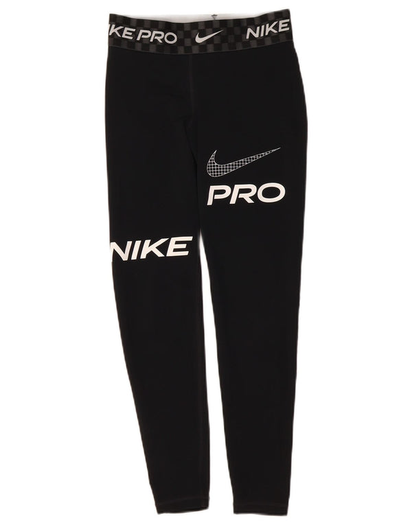 Nike Womens Dri Fit Graphic Crop Leggings UK 8 Small Black