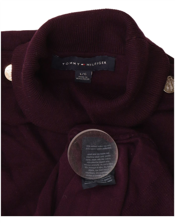 Tommy Hilfiger Suéter con cuello vuelto para mujer Reino Unido 44 Algodón granate grande