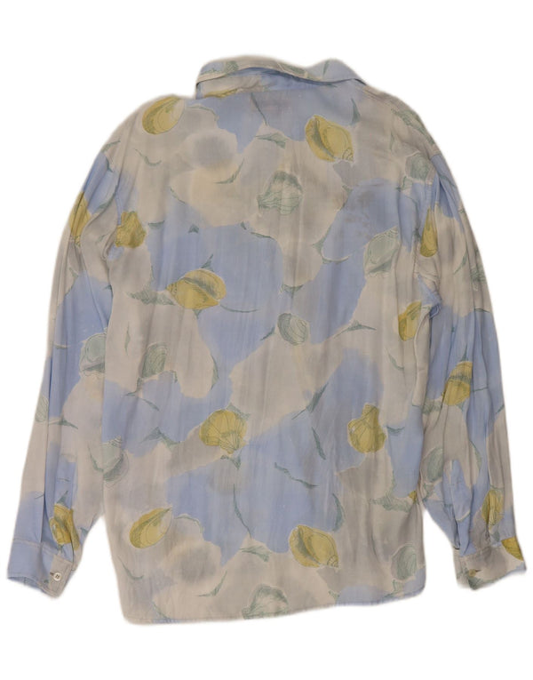 Camisa vintage para hombre Viscosa floral azul grande