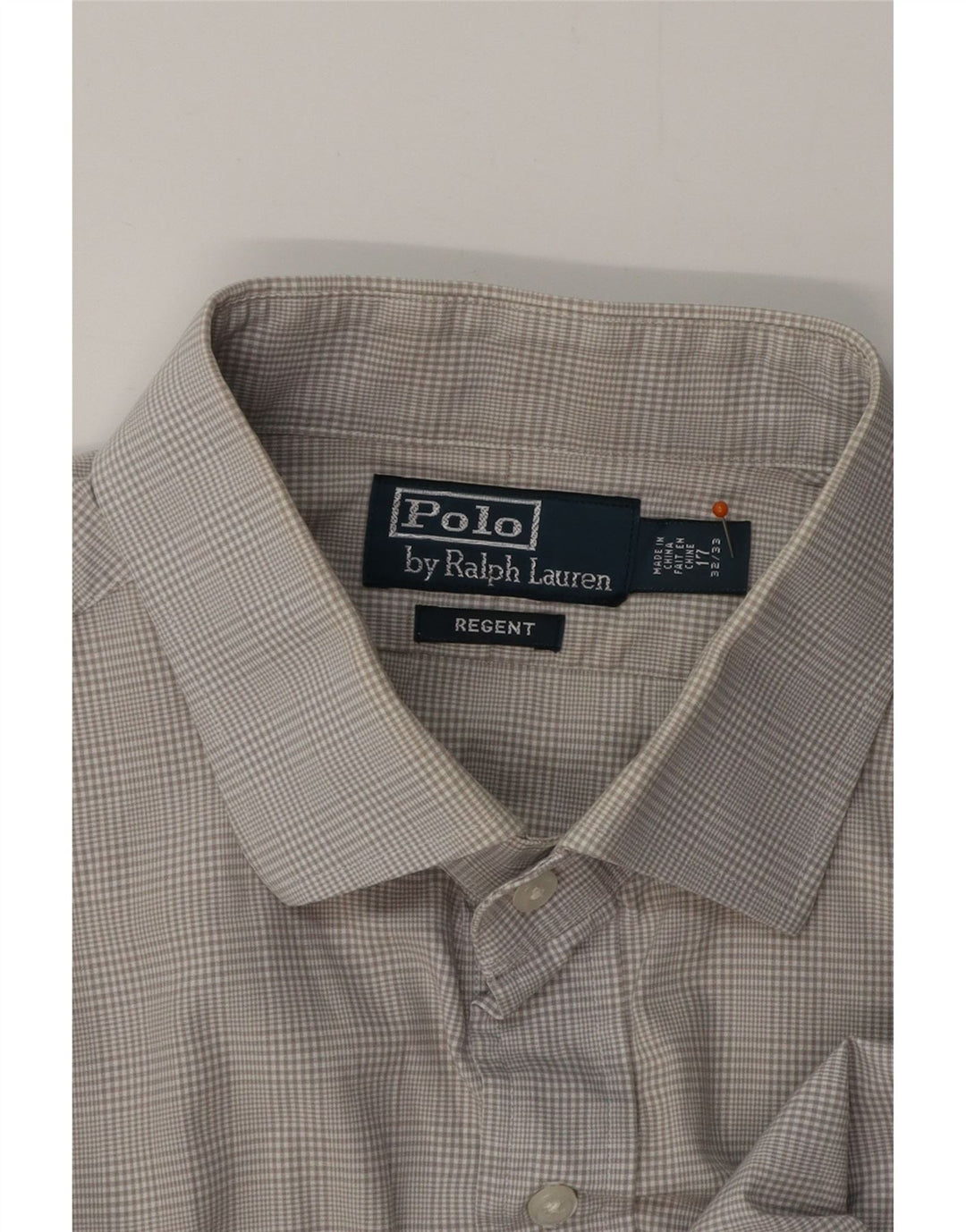 POLO RALPH LAUREN Camisa Hombre Talla 17 XL Algodón Cuadros Gris