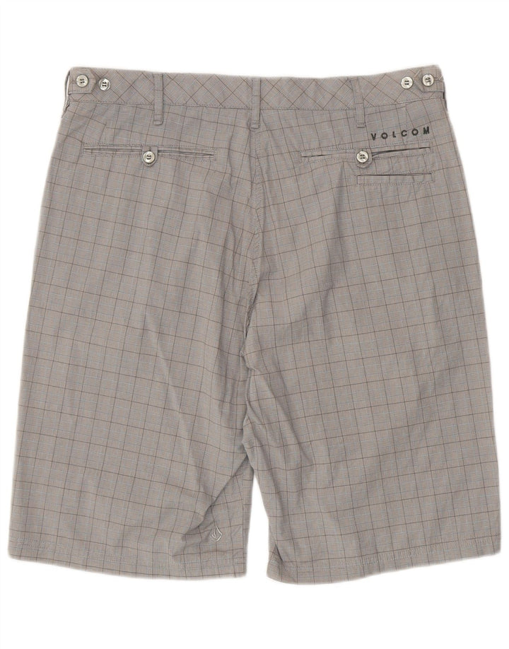 Pantalones cortos chinos Volcom para hombre W34 Algodón a cuadros grises grandes